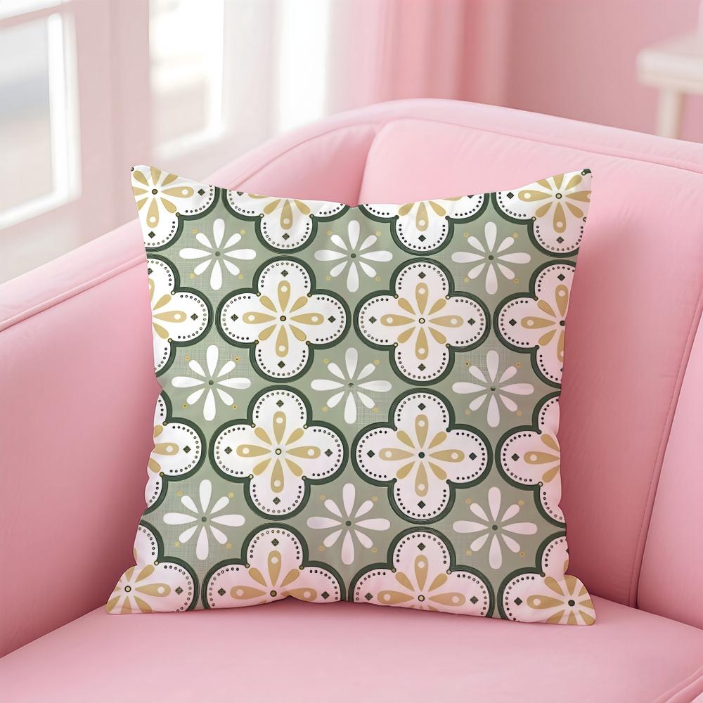 Traditional Chinese Ethnicstyle Geometric Patterns Cushion Cover Pillow Case Soft Skin Friendly Fabric  Concealed Zipper