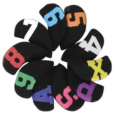 10 adet Büyük Renkli Numaralı Su Geçirmez Neopren Golf Demir Başlığı Kılıf Seti