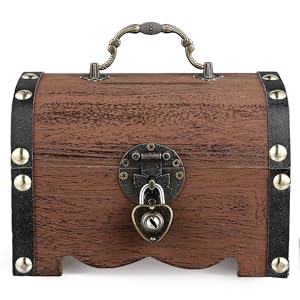 Vintage Treasure Chest Lock Box, Coins and Valuable Items Plastic Storage, Light Brown Bank Items with Locks for Children