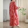 Dimanaf 2025 Women Plus Size Spring Long Basic Dress V-Neck Casual Vintage Dress Loose Floral Dress Maxi