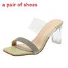 Water Crystal Flat Sandals For Women Summer Transparent Square Toe Slipon Stylish Footwear
