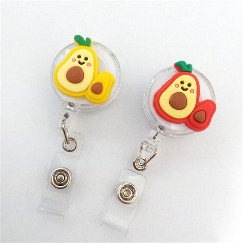 Silicone Fruits Badge Holder Avocado ID Card Retractable Badge Holder  Office School Supplies
