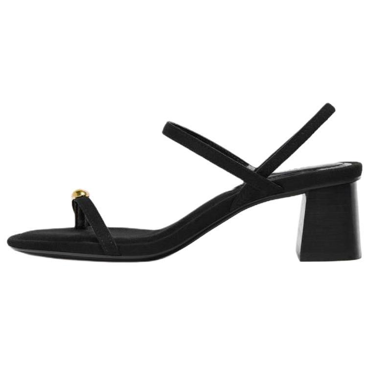 Zara Open Toe Vintage Metallic Detail High Heel Sandals Women Sandals Black 2354510800