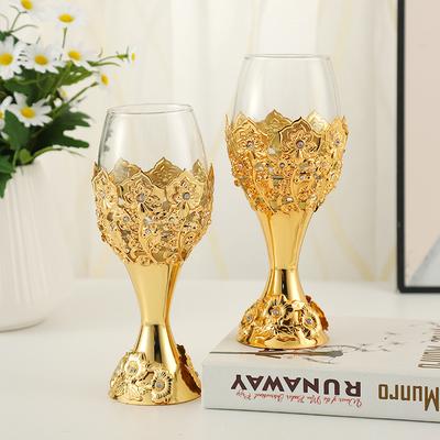 Crystal Glass Goblet for Red Wine Golden Iron Art Wrapped Glass Beer Cup  Coffee Mug Wine Glass Set