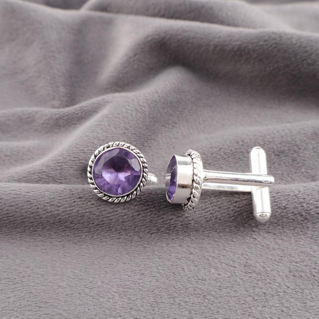 Iolith Edelstein 925 Sterlingsilber Handgefertigter Schmuck Herren Manschettenknöpfe 0,51" Zum Geschenk CL-3-5