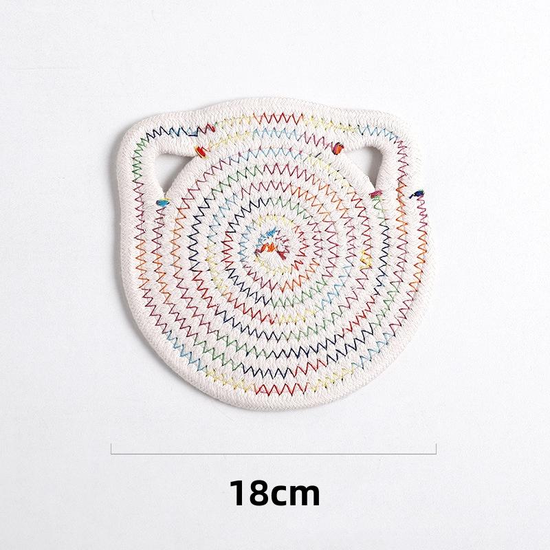 Hand-woven Cat Ear Coasters Creative Heat Insulation Non-slip Anti-scald Mat Japanese Simple Placemats Kitchen Useful Novelties