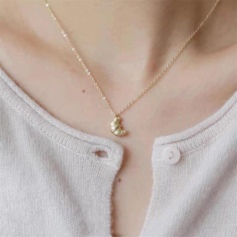 Náhrdelník s přívěskem ve tvaru croissantu pro ženy, přátelský přívěsek, choker, dívčí, nejlepší dárek, trendy jemné šperky