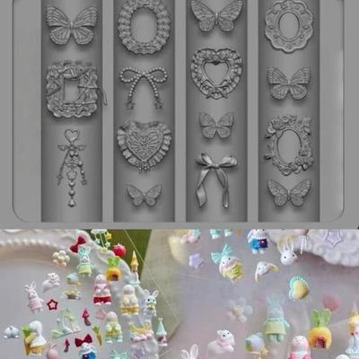 1Pcs Nail Art Silicone Mold Bow Heart Butterfly Rabbit 3D Mold Nail Art Decoration Suitable For Diy Design Silicone Nail Mold