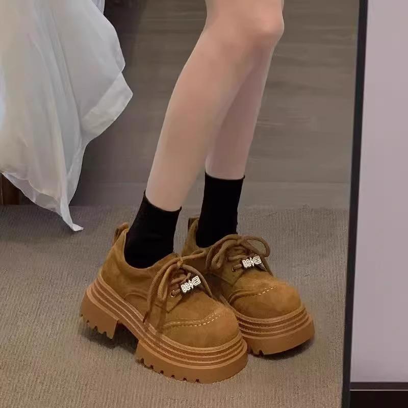 2025 Spring and Summer New Platform Heightening Retro Loafers Women's Versatile Casual Fashion Single Shoes British Style Small Leather Shoes