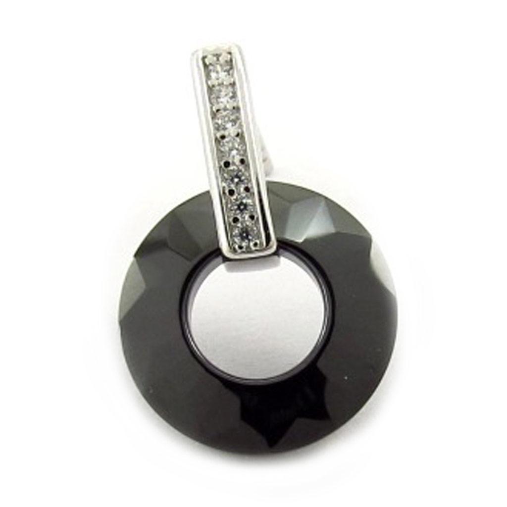 Les Trésors De Lily [K6676] - Boucles Argent 'Sissi' noir céramique argenté (rhodié) - 17x11 mm