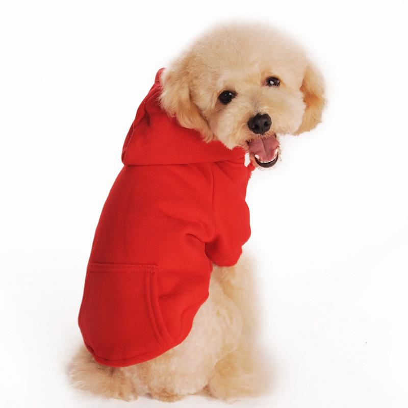 

Pet Fleece Hoodie for Dogs with Pocket - Autumn/Winter Teddy Sportswear S красный