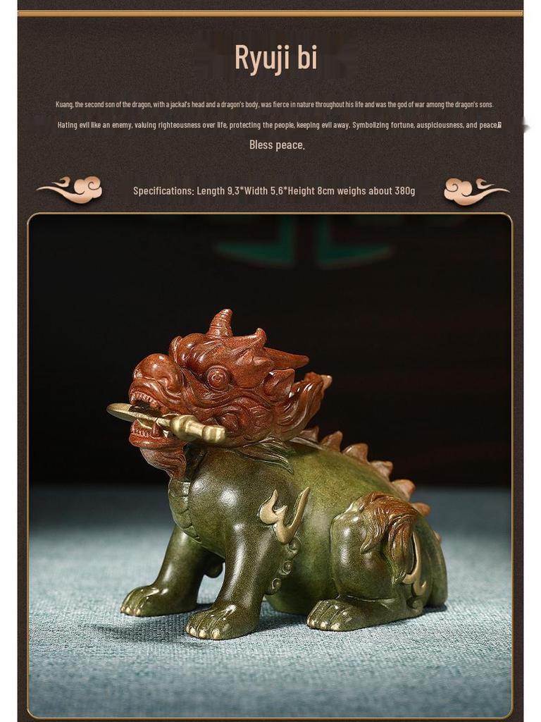 Brass Dragon's Nine Sons Ornament: Handcrafted Living Room and Office Decor, Perfect Housewarming Gift for Attracting Wealth