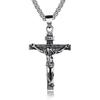 Fashion Crucifix Jesus Christ Men Jewelry Gold Brown Silver Color Metal Cross Pendant With Neck Chain Necklaces For Man Women