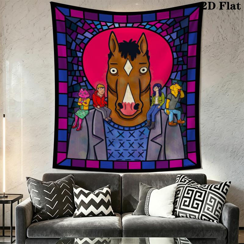 BoJack Horseman Gobelin Ścienny Estetyczny Dekor Ścienny Drukowany Materiał Kocyk Dekoracyjne Gobeliny do Sypialni Salonu Wystrój Domu