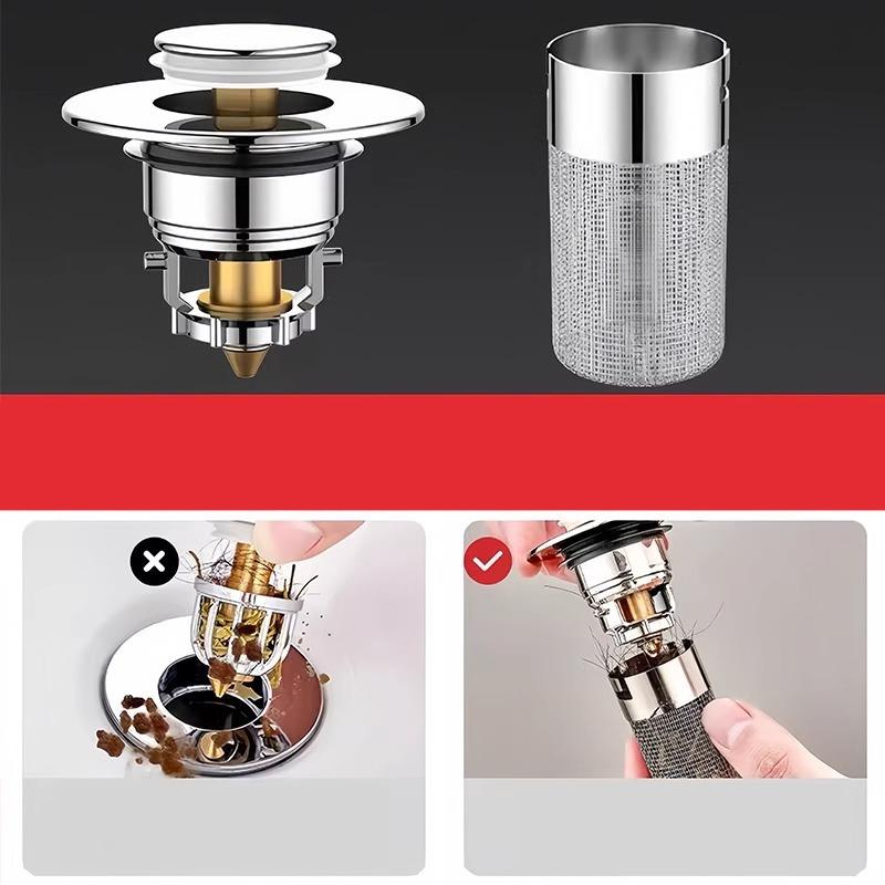 Bathroom Sink Drain Strainer Universal Pop-Up Sink Hair Catcher Anti-Clog Stainless Steel Drain Filter Basket For Washbasin