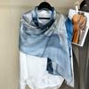 Mysterious Blue Series! 12 Mmi Plain Crepe Satin Silk Scarf Women'S Ink Three-Dimensional Style Mulberry Silk Scarf