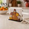 Decorative Tissue Storage for Countertop Thanksgiving Solid Wood Napkin Holder, Fall Harvest Gnome Scarecrow Turkey Table Decor Dispenser, Waterproof
