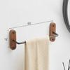 Ořechová koupelnová tyč na ručníky Nástěnný držák na ručníky Černý hliníkový věšák na ručníky Držák na ručníky na toaletu 30-50 cm Vícetyčový věšák