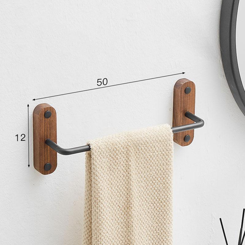 Walnuss Badezimmer Handtuchstange Wandmontierter Handtuchhalter Schwarz Aluminium Handtuchaufhänger Toilettenhandtuchhalter 30-50cm Mehrfachstangen-Aufhänger
