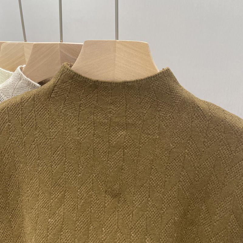 Dámský podzimní zimní nový módní kašmírový spodní svetr Teplý silný sametový pohodlný svetr s kulatým výstřihem