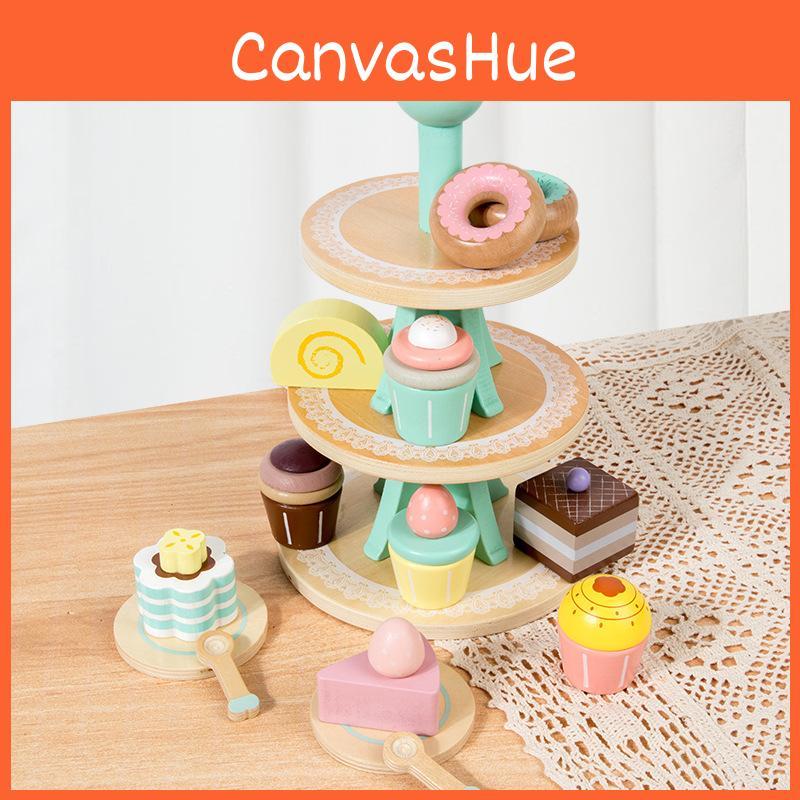 Dessert Wooden Kids Shelf With Multilayer Design For Imaginative Play Learning