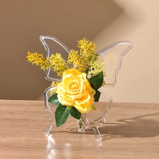1/2 stk Sommerfugler Vase Akryl Lekkasjesikker Knusesikker Basedesign Vase Gjennomsiktig Bokhylle Blomst