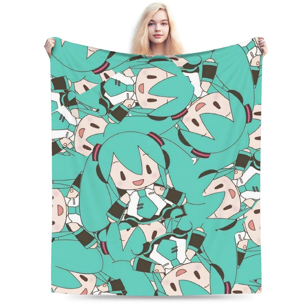 Hatsune Miku Anime Fashion Blankets Fleece Winter Multi-function Super Soft Throw Fashion Blanket for Home Bedroom Rug Piece