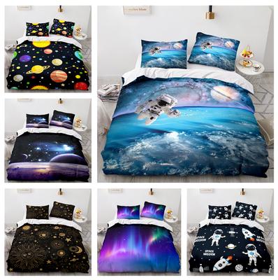 3D domácí povlečení Astronaut s královnou královnou King se dvěma oddělenými lůžky Space Planet s potiskem Dětská přikrývka a povlak na polštář pro dospělé