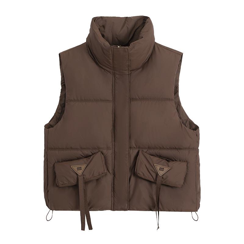 Plus Size Cotton Vest Women's Fall and Winter Loose Stand-up Collar Cotton Undershirt Shoulders Sleeveless Jacket Fashion Waistcoat