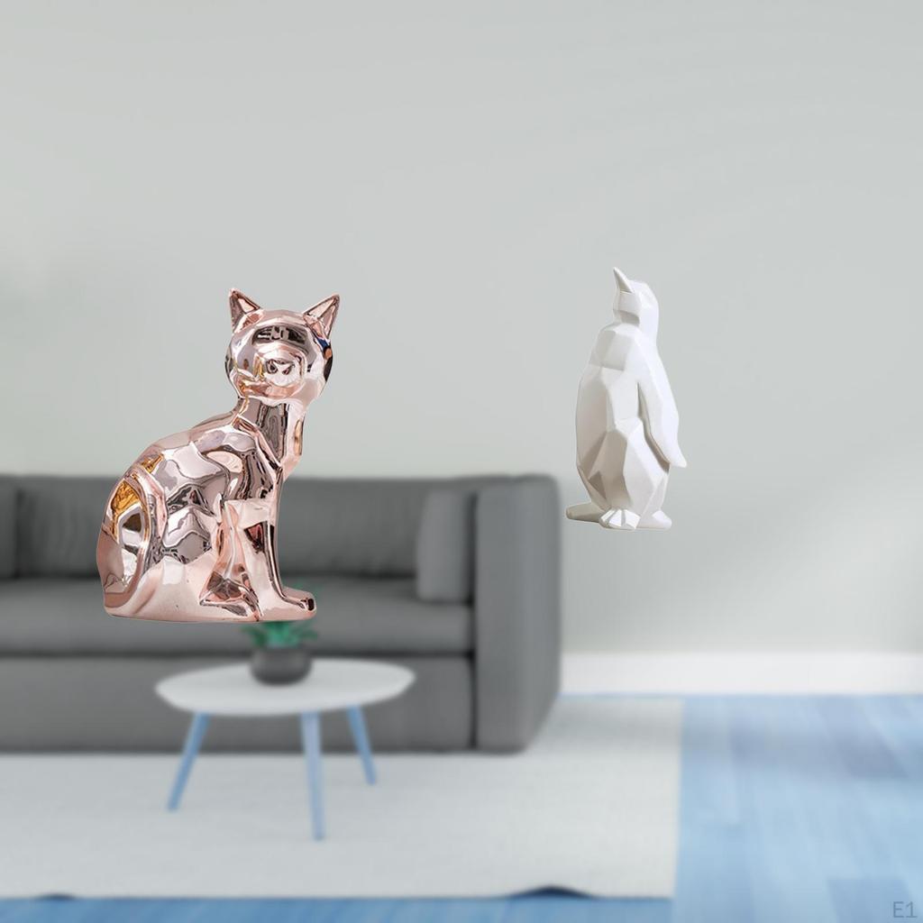 Penguin Cat Animal Sculpture Decorative Figurine Collectable Craft Ornament Resin Art Statue for