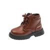 Children's Martin Boots Leather Boots Girls Boots 2025 Autumn New British Style Boys Short Boots Medium Children Single Boots