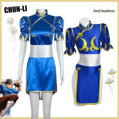 Chun-Li Street Fighter Čínský plavecký kostým Cheongsam Cosplay kostým