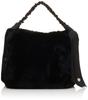 Kash Kash Women's Grosgrain One-Handle Eco-Fur Tote Bag, Black, Size 01-00-79520