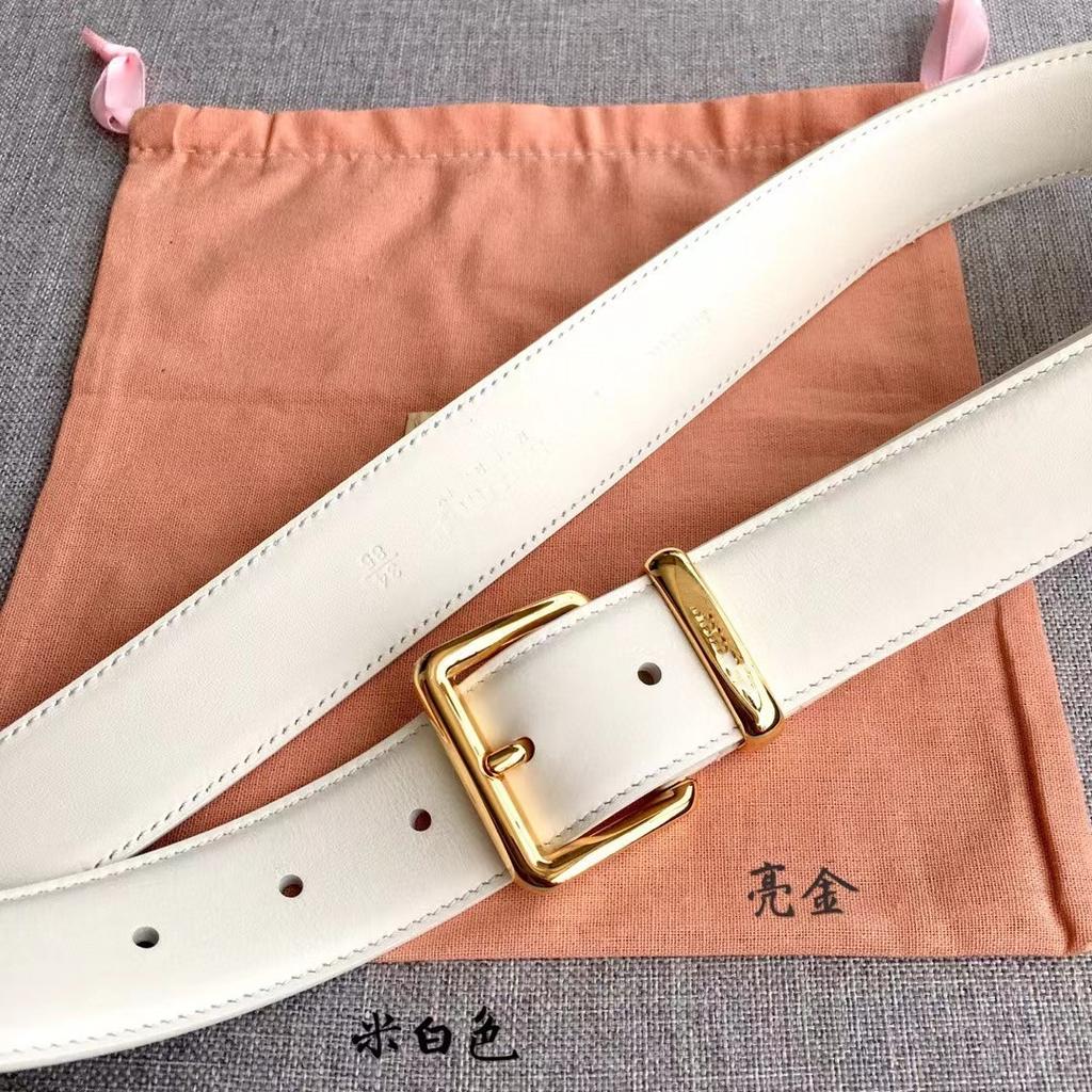 New 3.5cm high-quality first-layer cowhide MIU belt decorative buckle with jacket pants leather belt