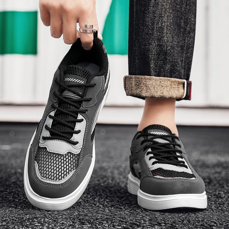 Large Size Men's Shoes Spring and Summer Mesh Breathable Flats Men's Students Trend Low-top Sports and Leisure Board Shoes