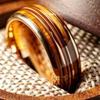Fashionable New Double Wood Grain Three String Couple Ring