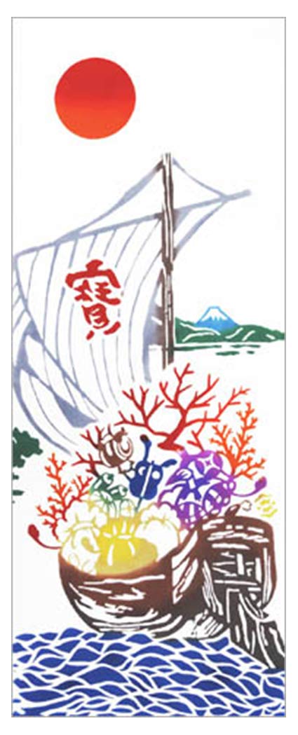 

Todaya Shoten Tenugui 328 Nashien-zome (Treasure Ship)