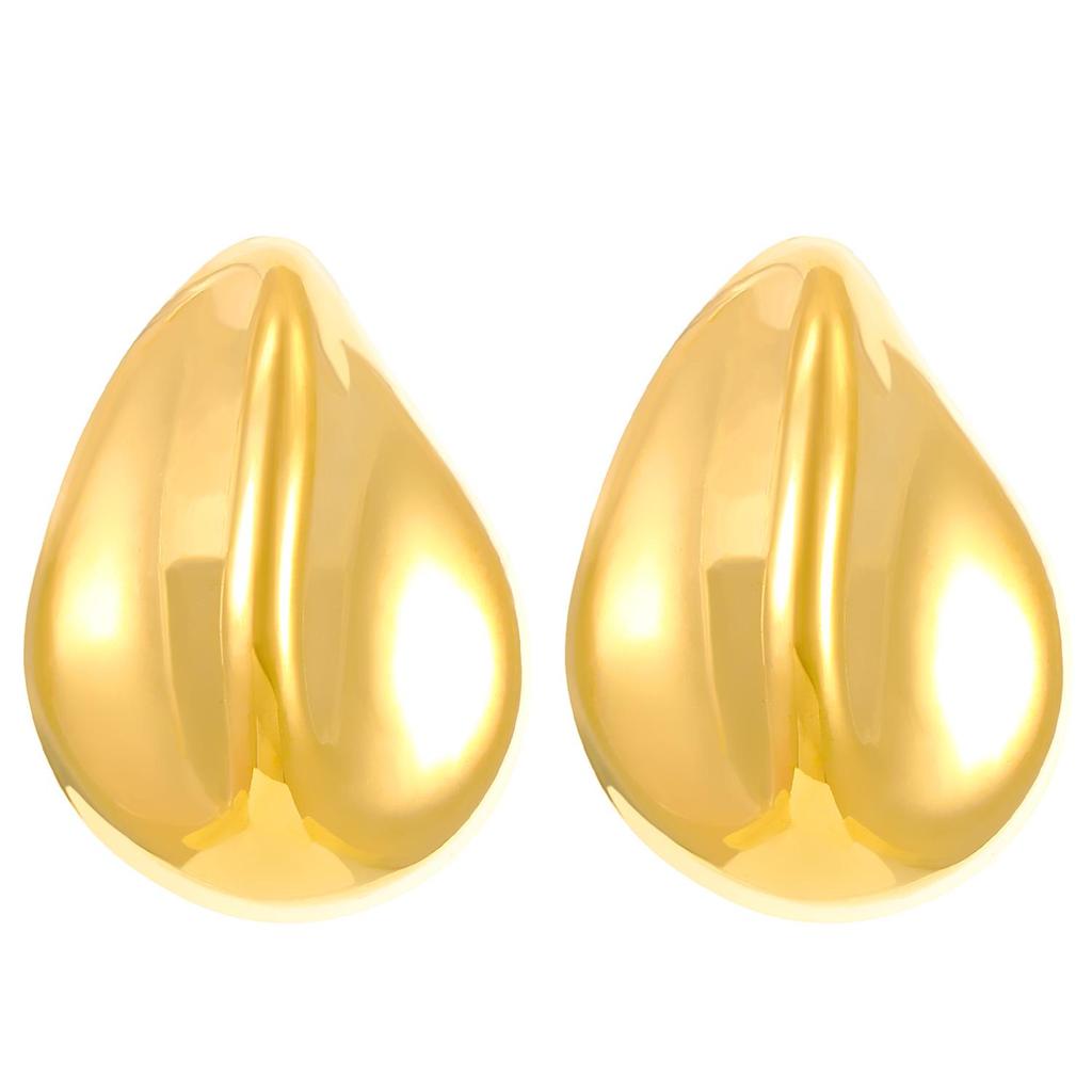 Vintage Titanium Steel Geometric Earrings: European & American Retro Style, Smooth Irregular Pleated Design