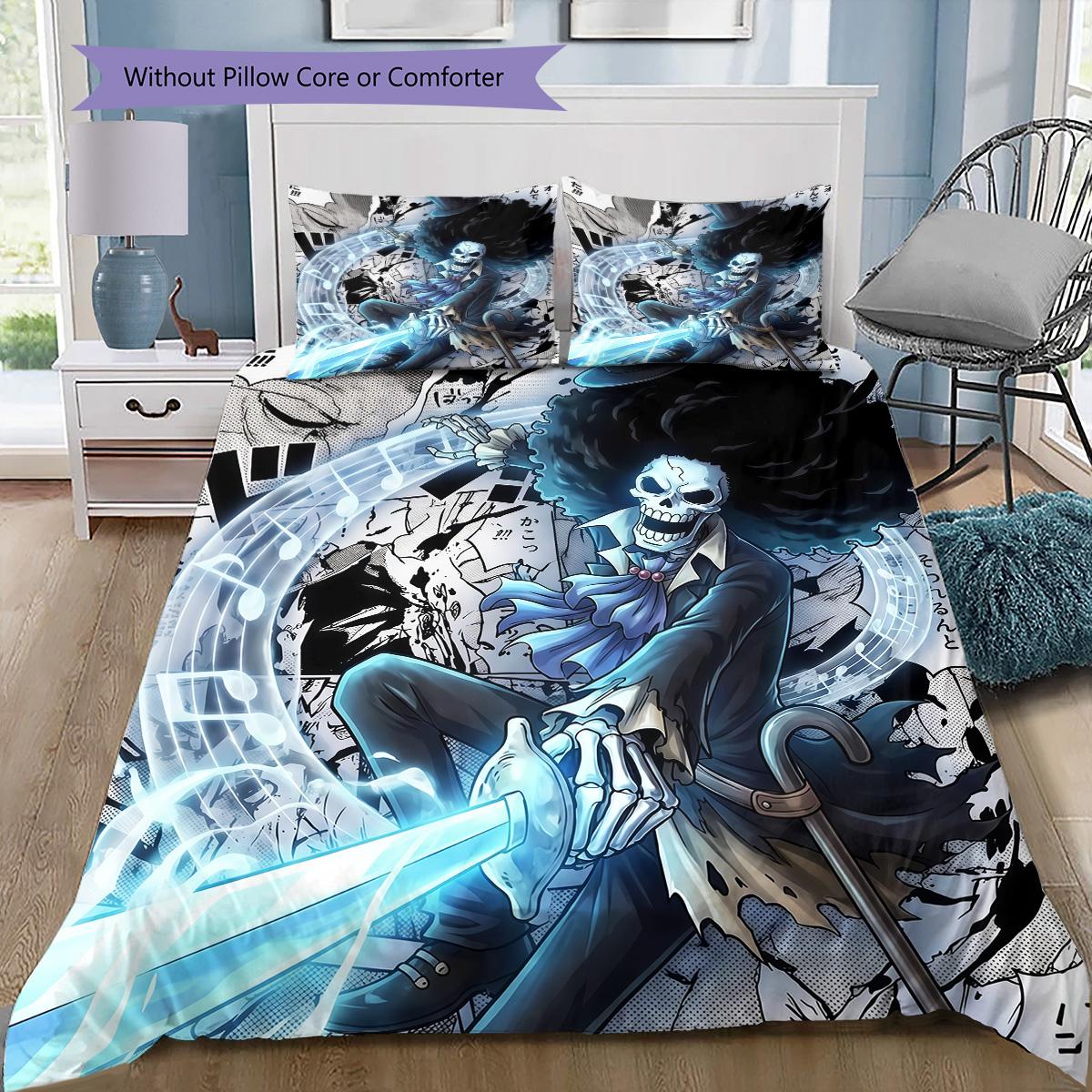 

One Piece Brook Theme Bedding Set, 1 Duvet Cover & 2 Pillowcases, Cozy Home Use, Great Gift for One Piece Fans 135x200cm