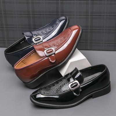 Loafers Men Patent Leather Fashionable Buckle Leather Shoes One Foot Business Classic Formal Shoes Gentlemen Shoes Sizes 38-46
