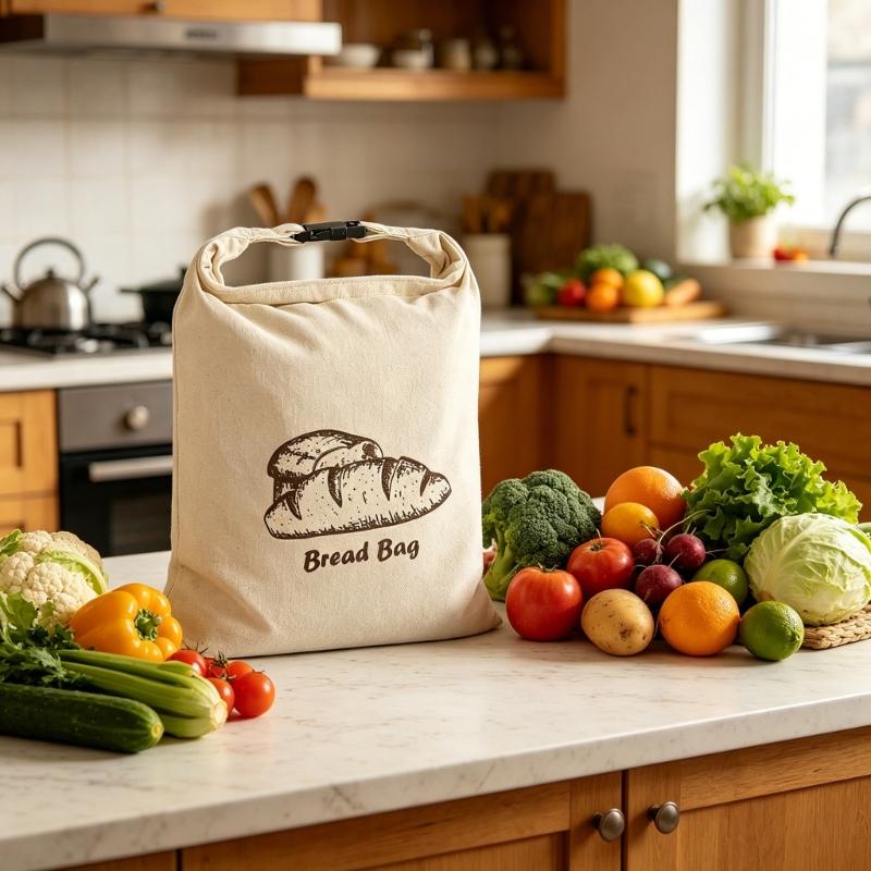 Efficient Cotton Drawstring Bread Sacks For Keeping Baguettes Freshness Compact Kitchen Storage Bag With Sturdy Locked Edges