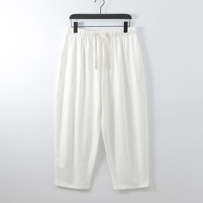 Men's Spring Summer Breathable Cotton Nine Quarter Pants Loose Large Size Leisure