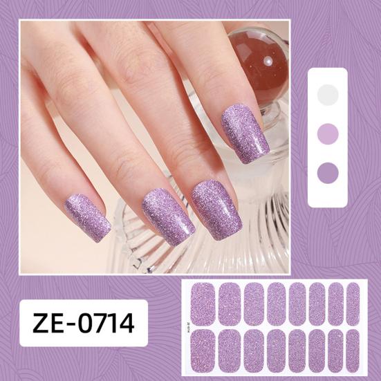Glitter Nail Polish Strips with File Easy Apply Remove Self Adhesive Women Full Nail Sticker Home Manicure DIY Nail Art Decoration Wrap