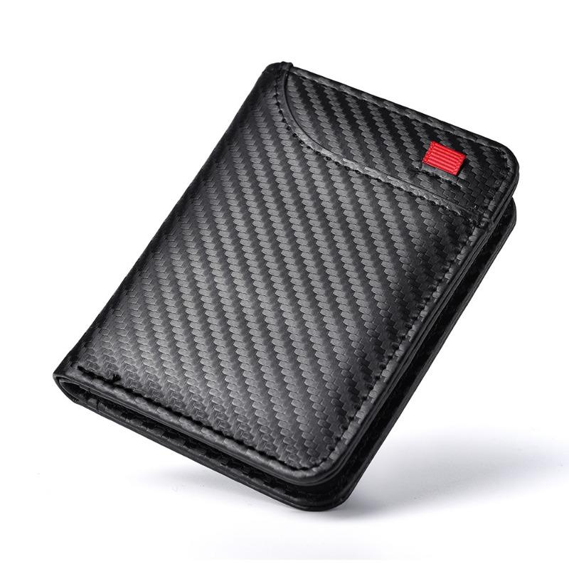 Portafoglio Uomo Sottile con Fantasia in Fibra di Carbonio, Portafoglio Bifold con Blocco RFID, Portacarte Minimalista per Tasca Anteriore, Portafoglio con Clip per Banconote per Uomo