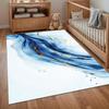 Blue & Gold Marble Bedroom Area Rug Non-Slip Washable Bedroom Carpet Decorative Rugs with Fluid Ink Design for Luxe Home Decor