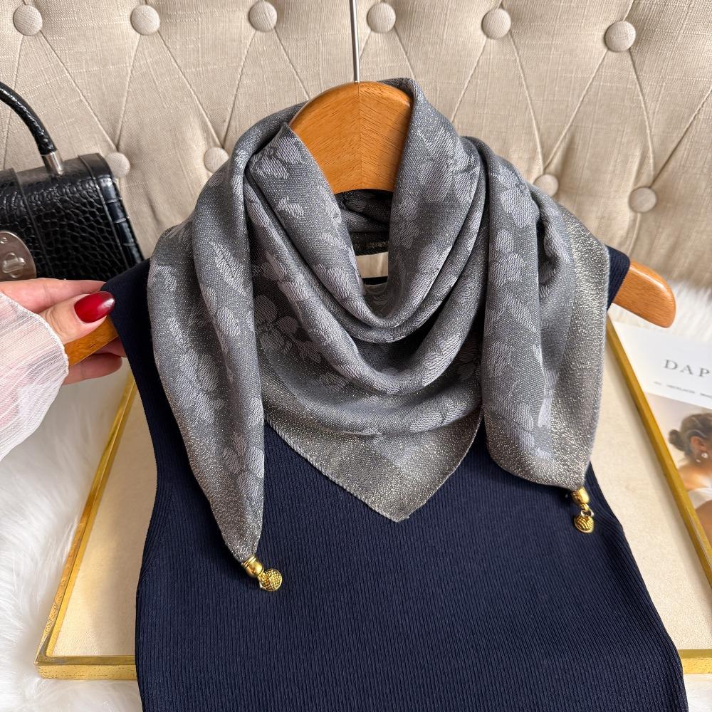 Квадратный шарф 70 см Новый с магнитной застежкой Защита шеи Квадратный шарф Шелковый шарф Осень и зима Премиум Треугольный шарф
