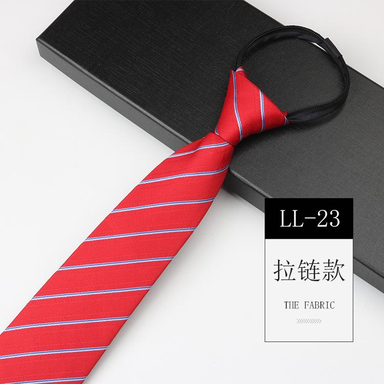 Tie Men'S, Business Zipper Work Security Shirt Striped Red Blue 8Cm Knot Free Easy To Pull