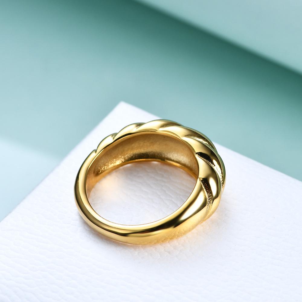 HNSP 316L Stainless Steel Twist Ring For Women Trendy Bread Ring Finger Jewelry Accessories Gift