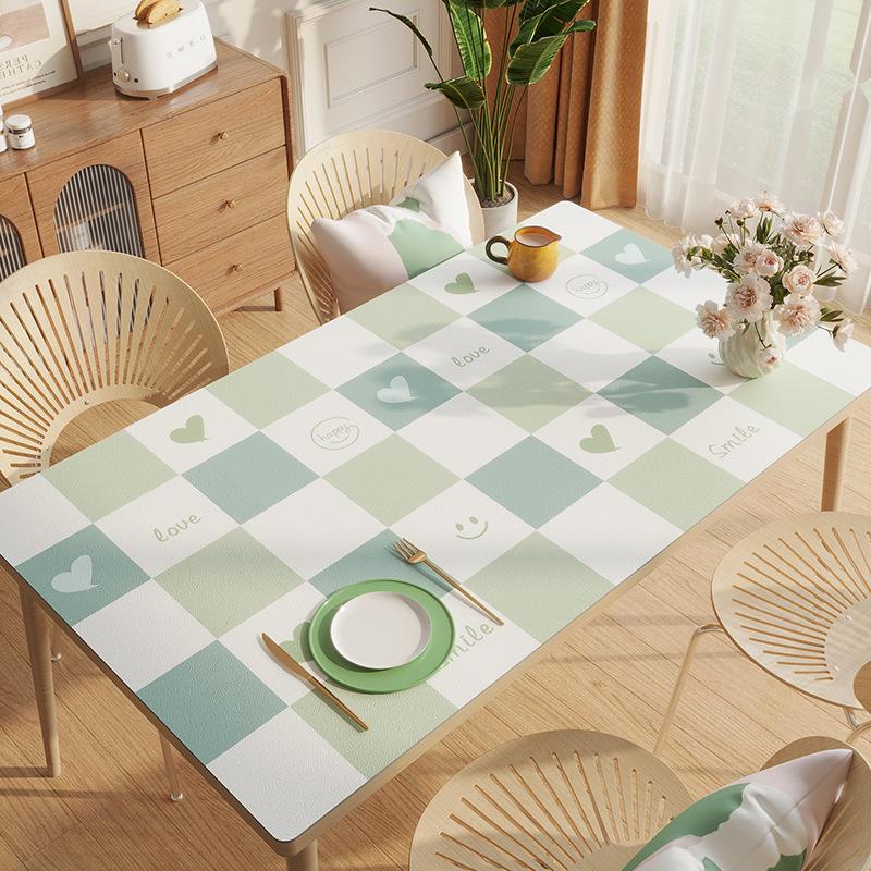 Small Fresh Pvc Waterproof, Oil-Proof And Scalding-Proof Leave-In Table Mat Rectangular Leather Tablecloth Dining Table Coffee Table