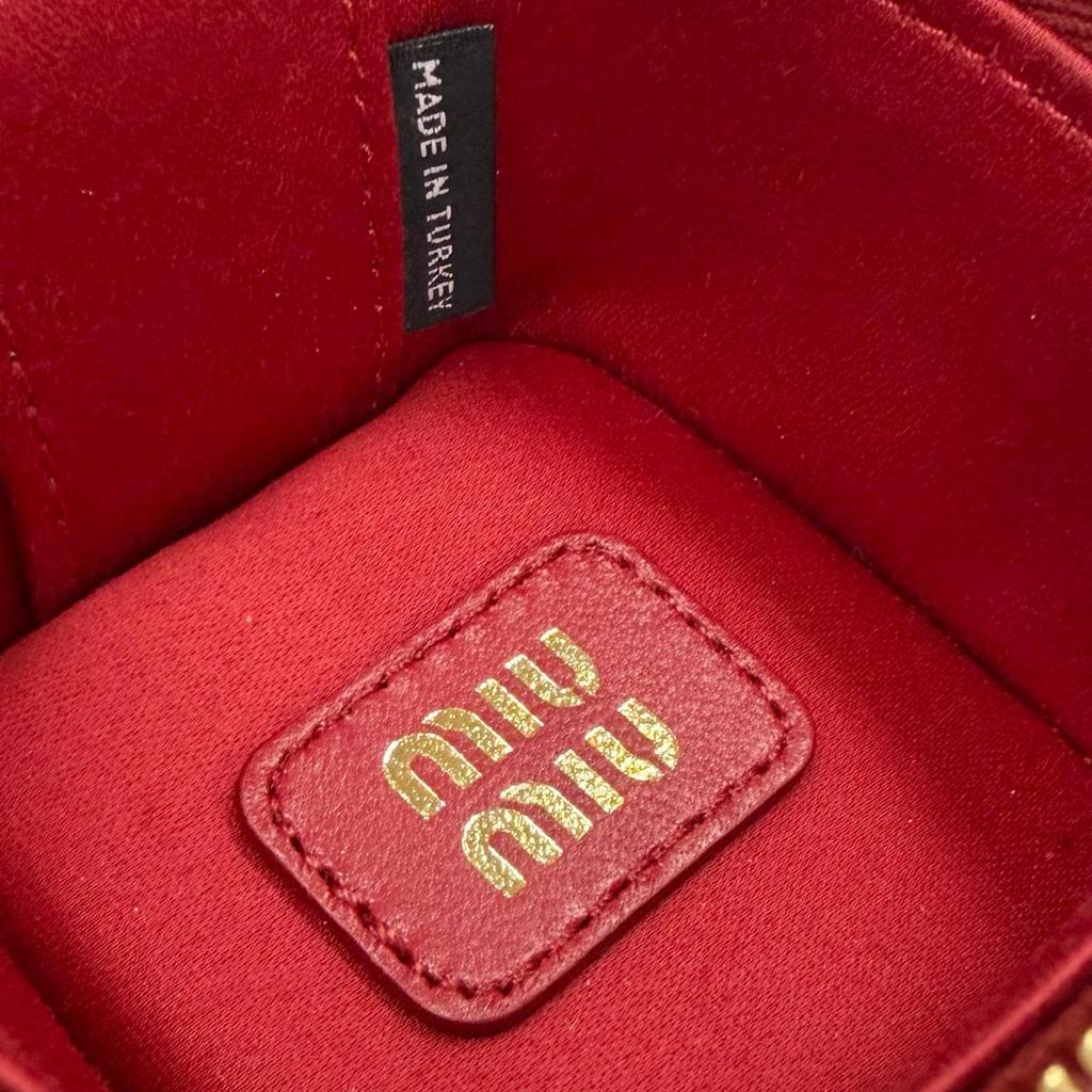 Excellent MIUMIU Charm MATELASSE Charm Logo Keyring Leather Pouch Red 5TL527 Used